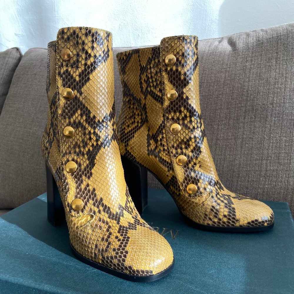 Mulberry Marylebone boots Canyry yellow python boots US Size 8.5